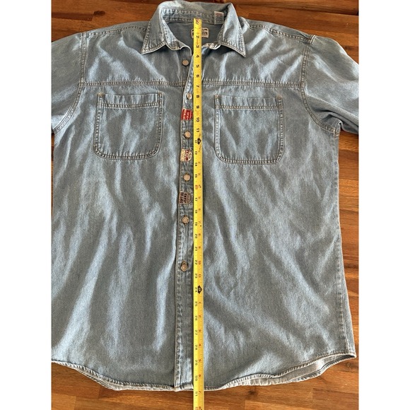 Vintage Request Denim Jacket  Size Extra Large Shirt Quilted‎ Back Button Detail - Picture 13 of 16